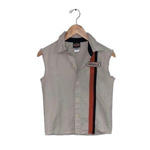 Harley-Davidson‎ Blow-Out Shirt Big Boys' Size  8/10 Beige Sleeveless Button-Up